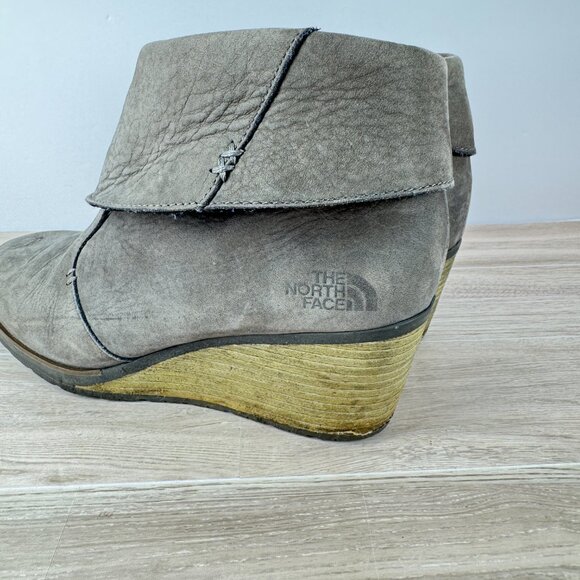 The North Face Women’s Leather Wedge Ankle Boots Gray Waterproof IcePick 7.5 - Picture 2 of 11